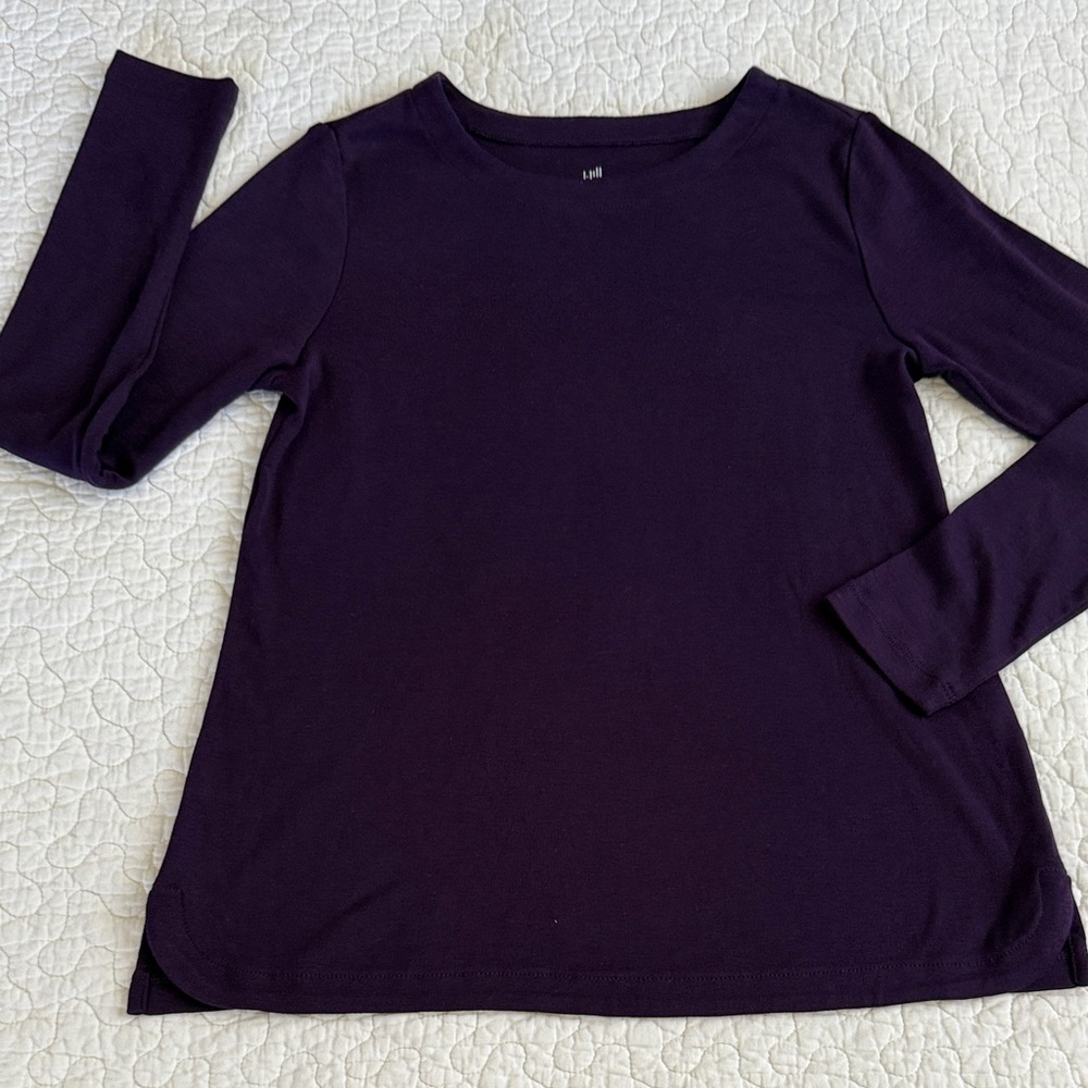 J. Jill Deep Purple Pima Crew-Neck Long-Sleeve Tee EUC XS/P